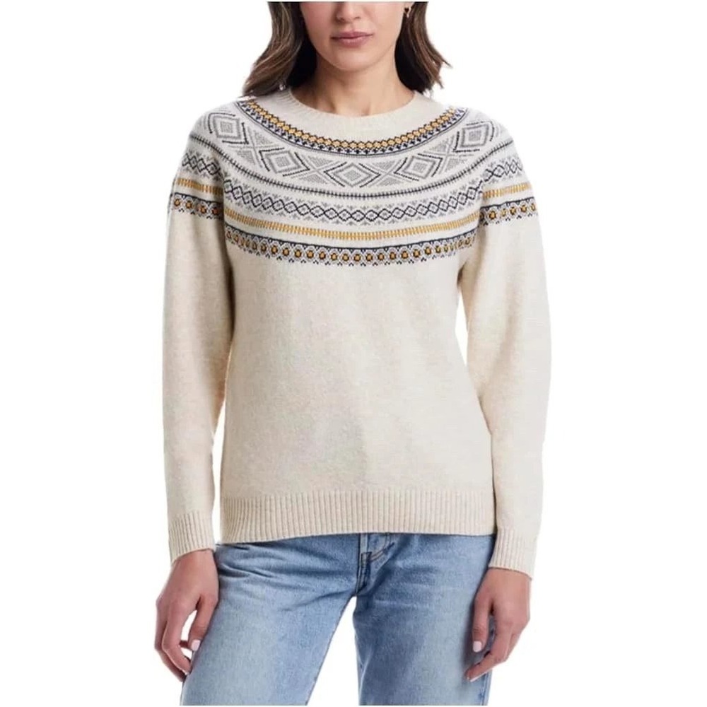 NWT Weatherproof Vintage Women's S Cream Fair Isle Sweater Polyester Blend
